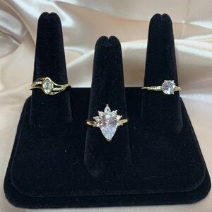 3 PC Set - NEW Pretty Bird Real Yellow Gold Plated Engagement Rings Size 9